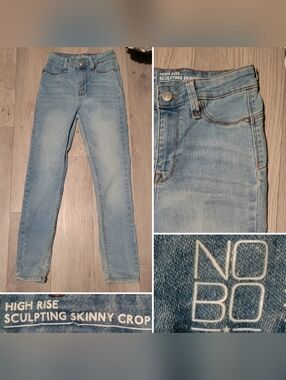 No Boundaries NOBO High-Rise Sculpting Skinny Crop Light Blue Jeans, Junior's 1
